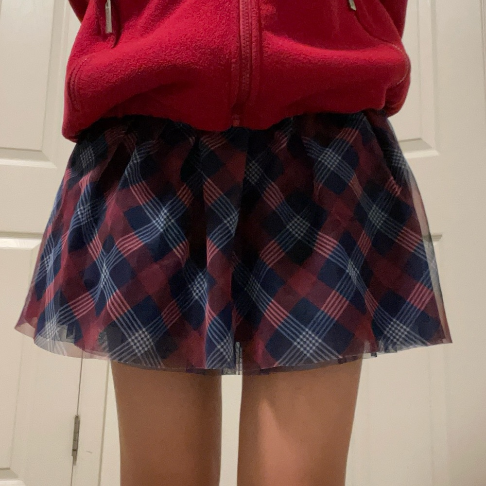 Tommy Hilfiger Red, White, Blue Plaid Mesh Skirt - Picture 4 of 4